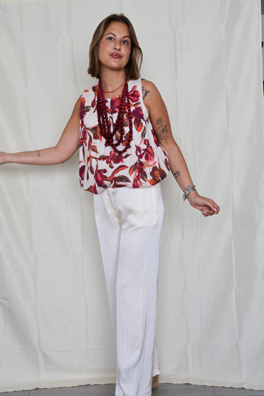 Pantalón seda marfil