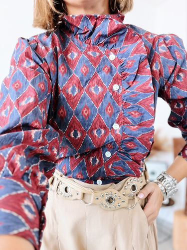 Blusa QUINOA Burdeos y azul