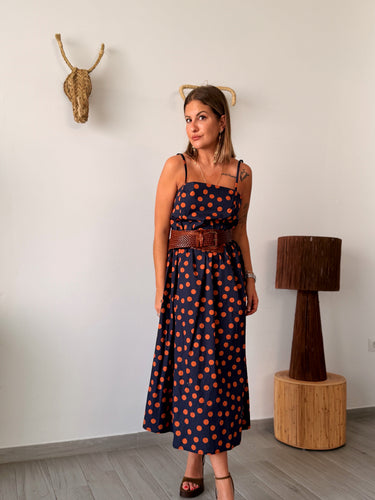 Vestido LUCCA lunares marino