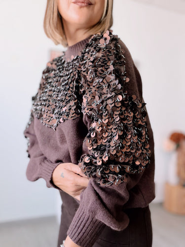 Jersey SANRA chocolate lentejuelas