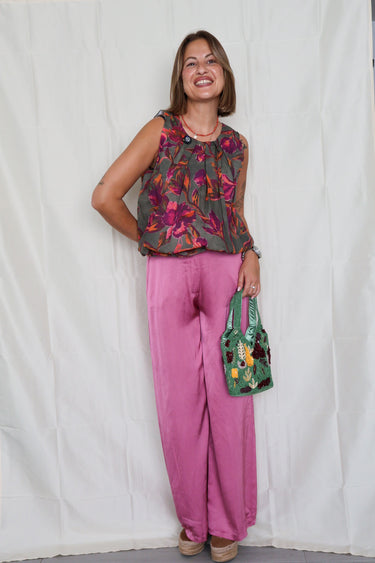 Top STRAWY estampado caqui
