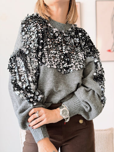 Jersey SANRA gris lentejuelas
