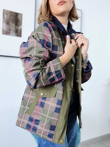 Parka cuadros caza combinado