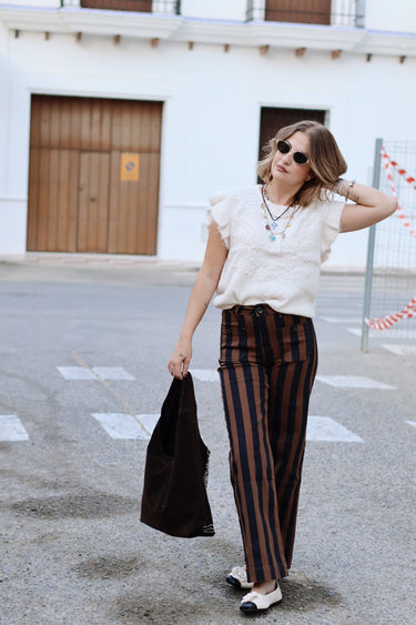 Denim stripe marrón y marino