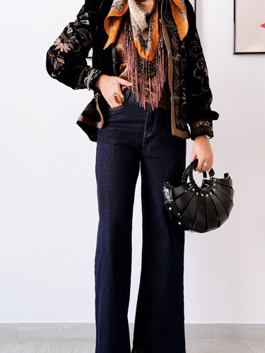 Denim tintada oscura wide leg