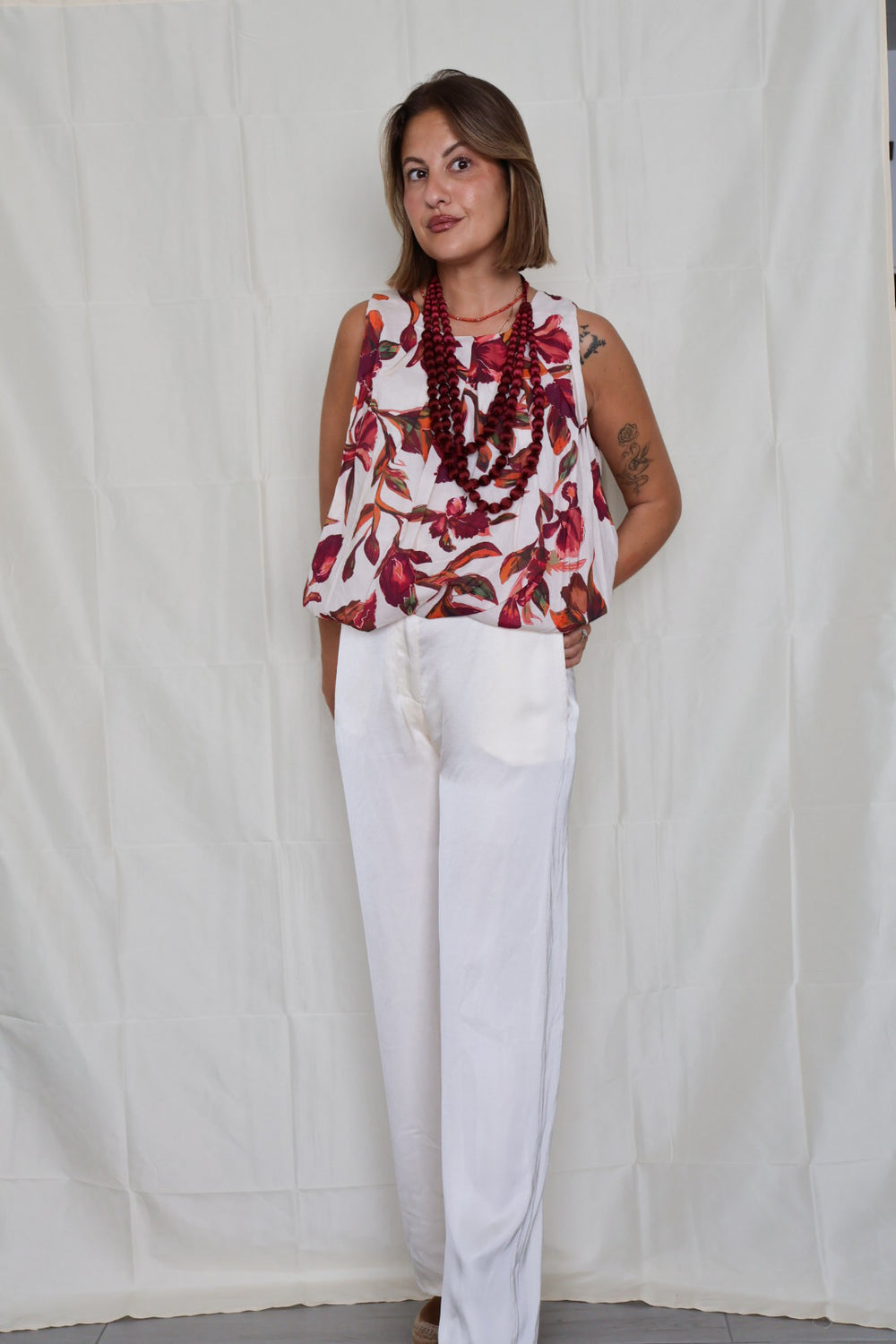 Top STRAWY beige estampado