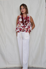 Top STRAWY beige estampado