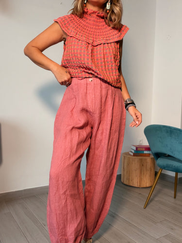 Pantalón BAGGY lino rosa