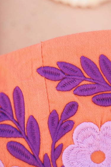 Conjunto MADISON bordado papaya