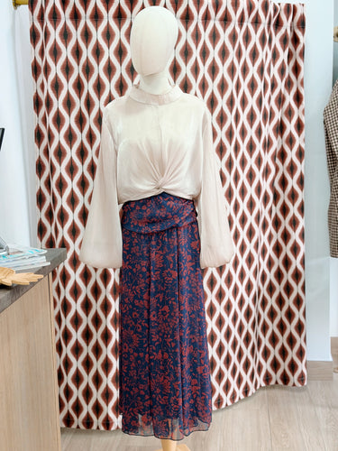 Falda gasa azul combinada