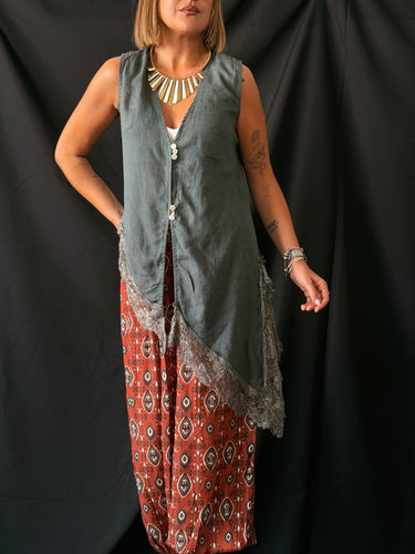 Blusa asimétrica lino gris