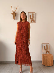 Vestido flecos MACRA teja
