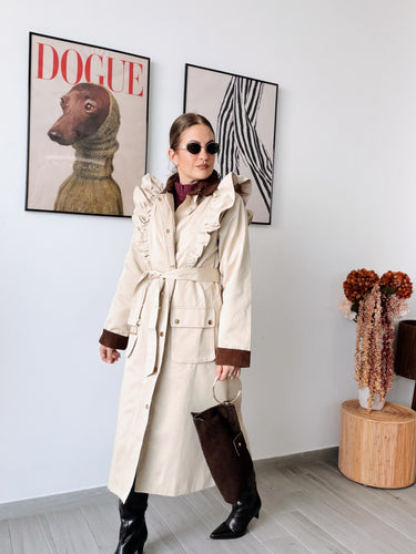 Trench beige midi volante