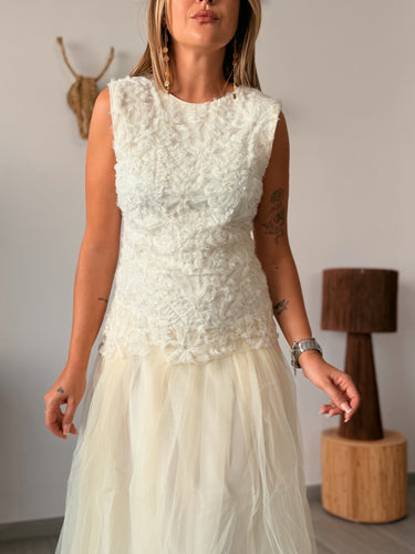 Vestido DAMIRA tul con lentejuelas marfil