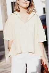 Camisa rayas amarilla volante