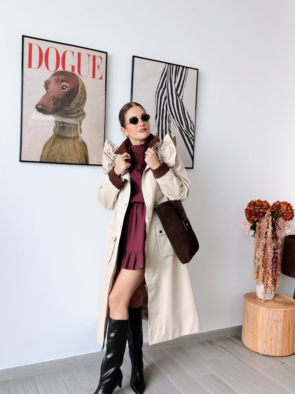 Trench beige midi volante
