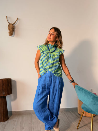 Pantalón Baggy lino azul