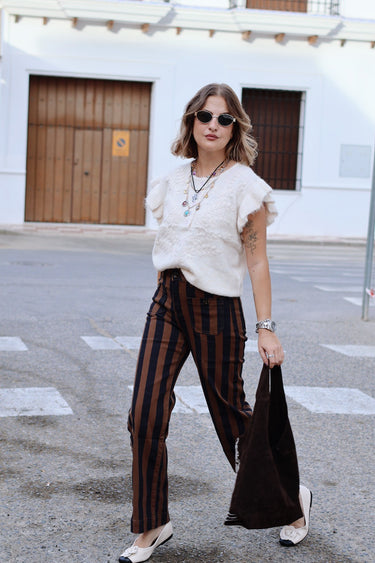 Denim stripe marrón y marino