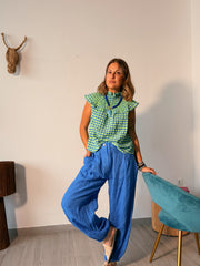 Blusa VICHYLOVER verde y azul