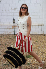 Bermudas stripe beige y burdeos