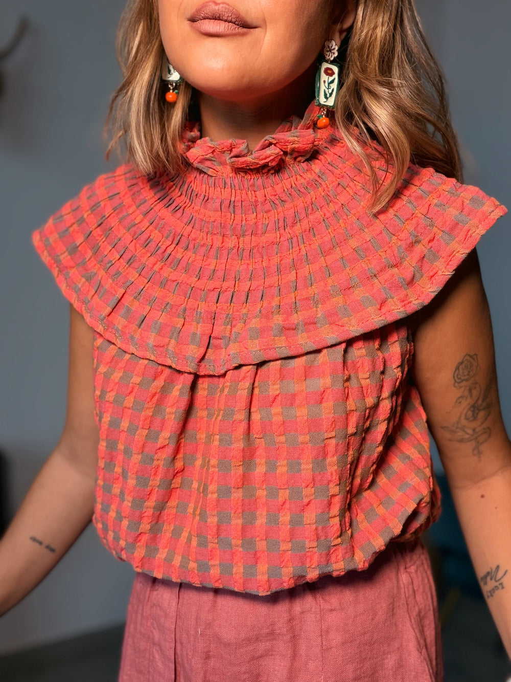 Blusa VICHYLOVER rosa y magenta