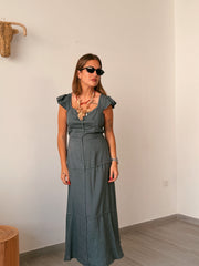 Vestido lino gris