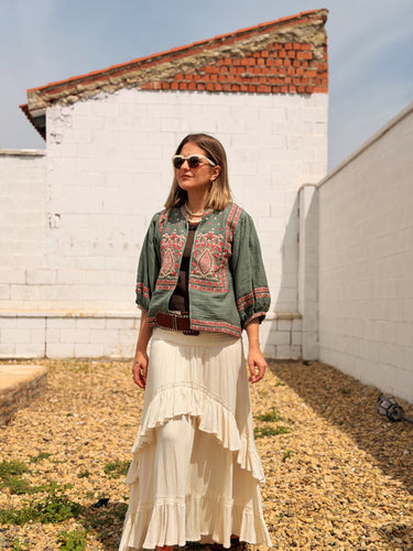 Chaqueta india bordada verde