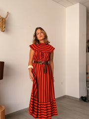 Vestido rayas MEGAN teja y naranja