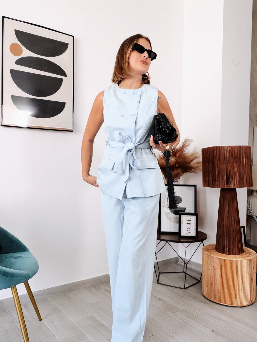 Conjunto celeste pespunte