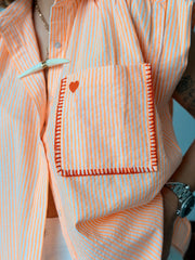 Camisa LOVE naranja rayas