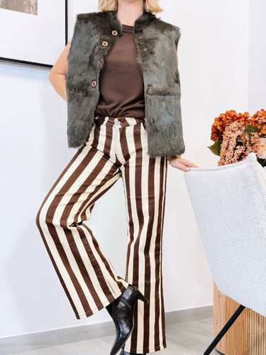 Denim stripe amarillo y chocolate