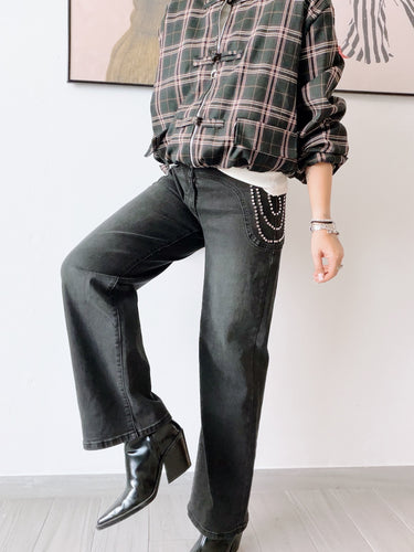 Denim tachas negro