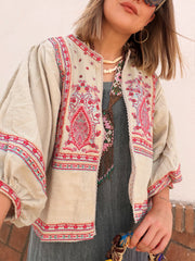Chaqueta india arena bordada