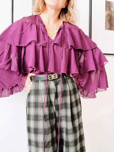 Blusa gasa volantes buganvilla