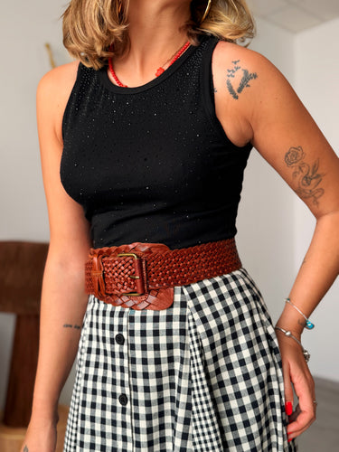 Top STRASS negro