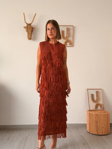 Vestido flecos MACRA teja