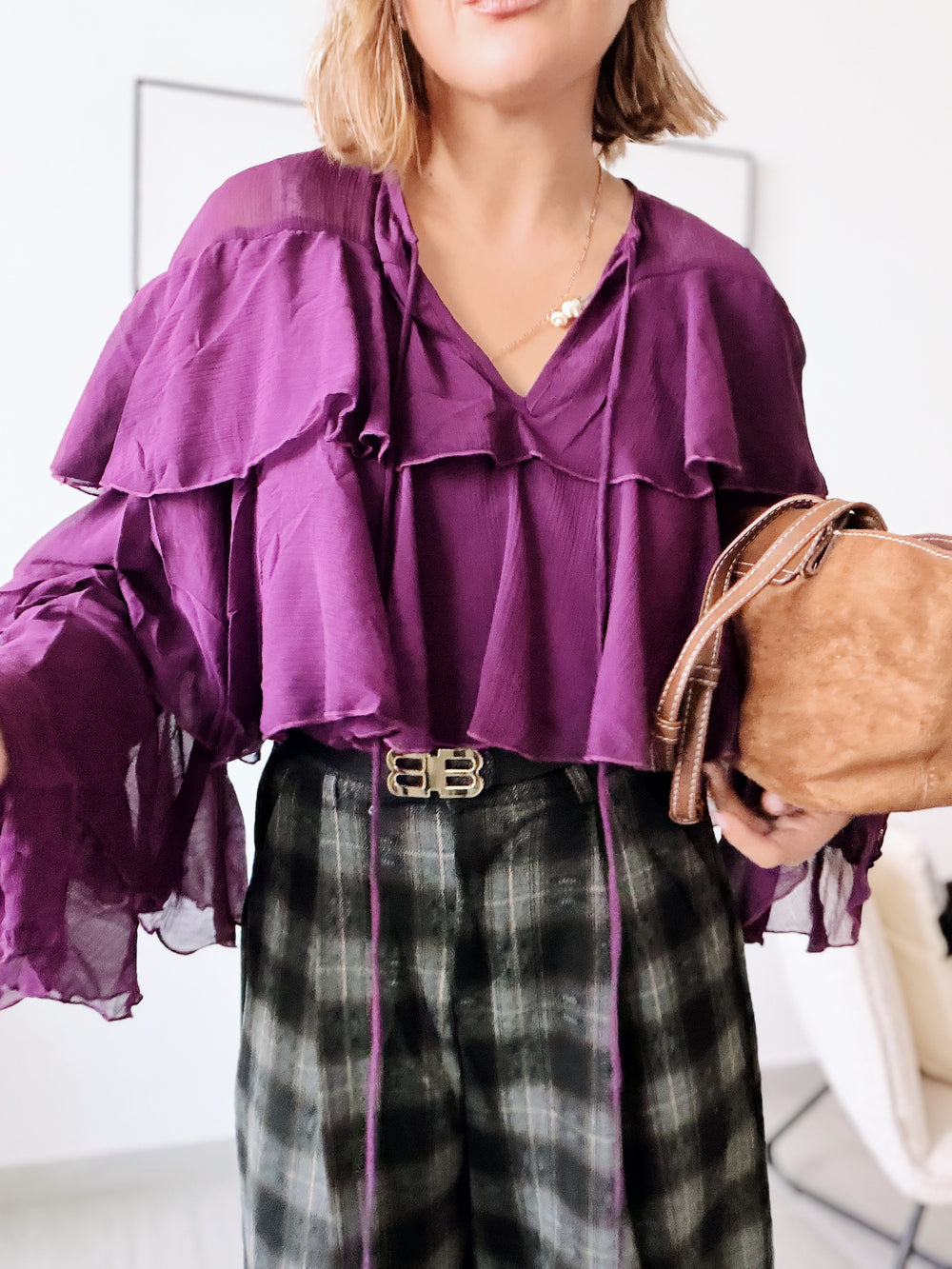 Blusa gasa volantes buganvilla