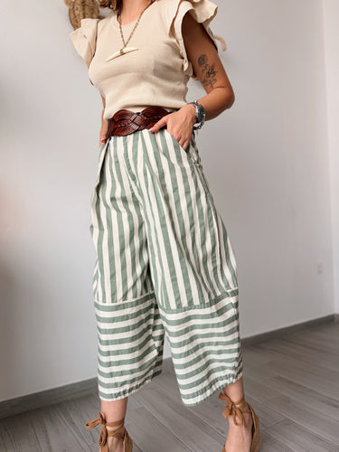 Pantalón baloon stripe beige