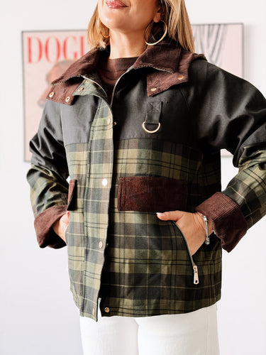 Parka cuadros marina combinada
