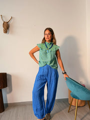 Pantalón Baggy lino azul