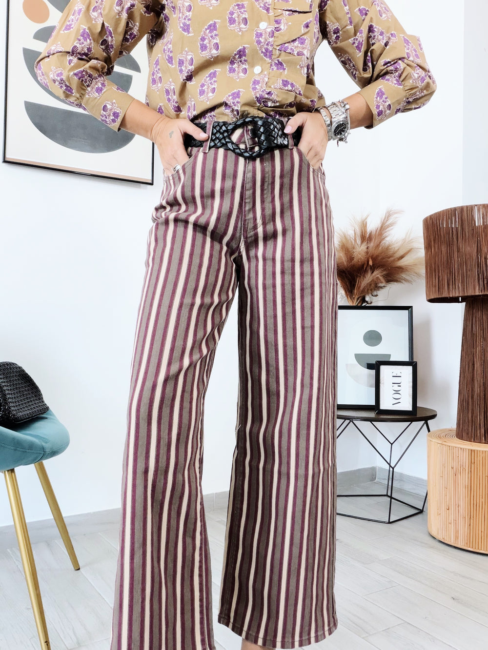 Denim QUIOSIA rayas beige combinado