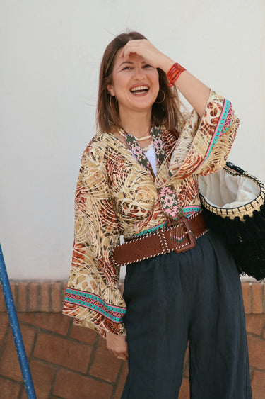 Kimono seda INDIO estampado