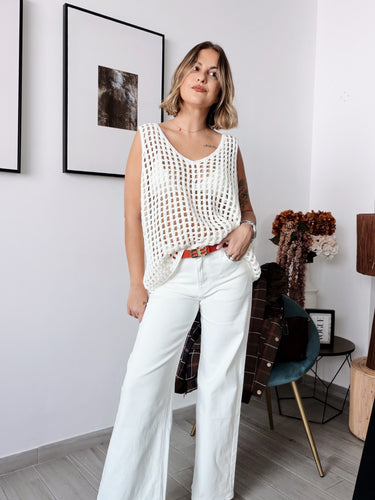 Top hilo beige lanita