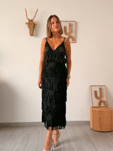 Top STRASS negro