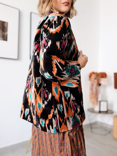 Suzani terciopelo indio negro