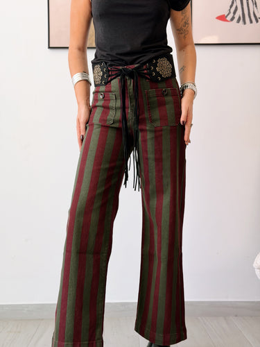 denim stripe burdeos y caqui