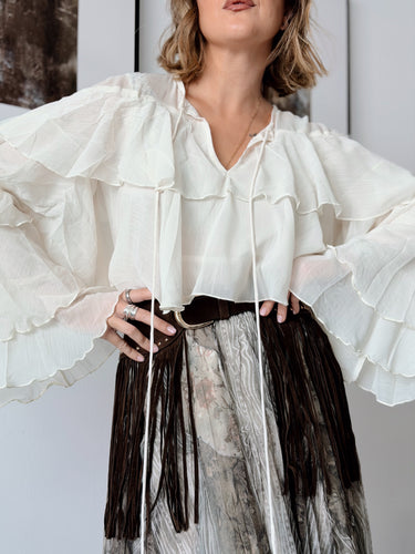 Blusa gasa volantes beige