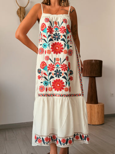 Vestido MASCLÁ bordado blanco