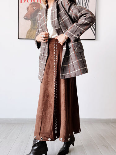 Falda antelina marrón arandelas