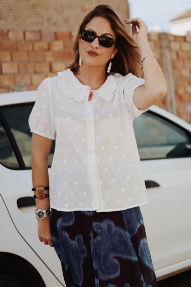 Blusa cuellos bordados MIMUTTA blanca